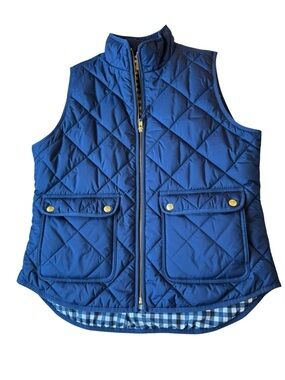J. Crew Blue Quilted Vest (M) w/ Gold Accents